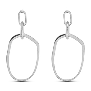 Boucles d'oreilles / puces en acier Inox irr&eacute;gulier Argent&eacute;