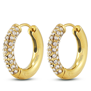 Boucles d'oreilles / cr&eacute;oles en acier Inox Dor&eacute;