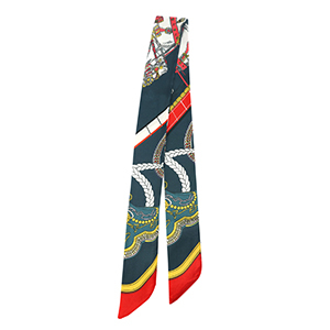 Bandana foulard avec cheval Gris fonc&eacute;-rouge-jaune