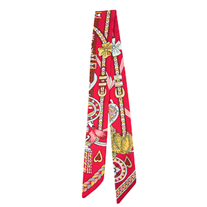 Bandana foulard avec coeur/ceinture en cuir Rouge-marron-gris clair