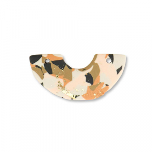 Pendentifs en polym&egrave;re arche Marron-rose-blanc-dor&eacute;