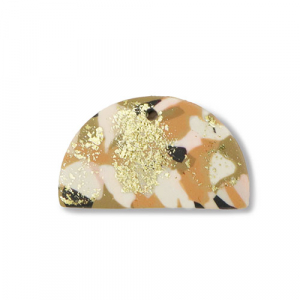 Pendentifs en polym&egrave;re semi-circulaire Marron-rose-blanc-dor&eacute;