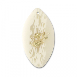 Pendentifs en polym&egrave;re  feuille Blanc cass&eacute;-beige-dor&eacute;
