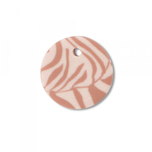 Pendentifs en polym&egrave;re rond Rose p&ecirc;che clair-marron clair