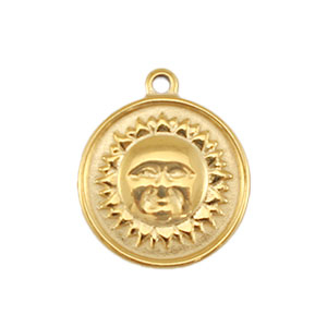 Breloques en acier Inox soleil Dor&eacute;