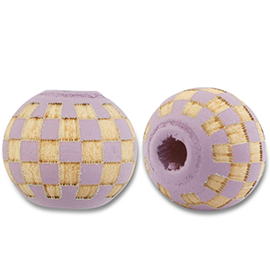 Perles en bois rond 10mm le motif Violet clair-naturel