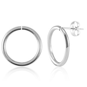 Boucles d'oreilles en acier Inox 18mm Argent&eacute;