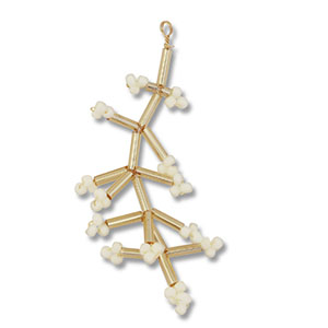 Pendentifs en perles de verre fleur Dor&eacute;-blanc cass&eacute;