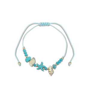 Cha&icirc;nes de cheville tendance perles mixtes Turquoise-dor&eacute;
