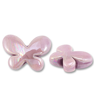 Perles en c&eacute;ramique DQ grecque papillon Lilas