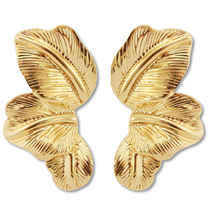 Boucles d'oreilles accroche-regard feuille Dor&eacute;