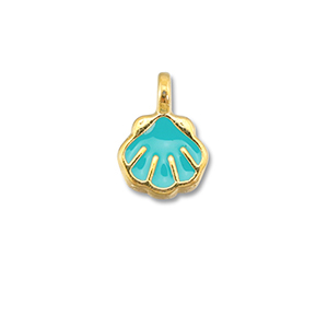 Breloques en m&eacute;tal DQ coquille Bleu turquoise-Dor&eacute; (sans nickel)