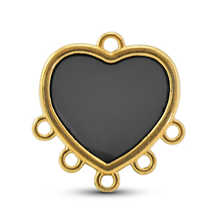 Breloques en m&eacute;tal DQ avec 6 anneaux Noir-Dor&eacute; (sans nickel)