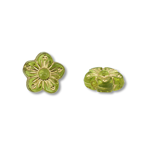 Perles acryliques fleur Vert olive-dor&eacute;