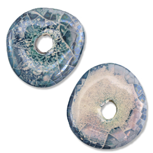 Perles en c&eacute;ramique DQ grecque donut mosa&iuml;que Bleu vif-blanc cass&eacute;-lilac