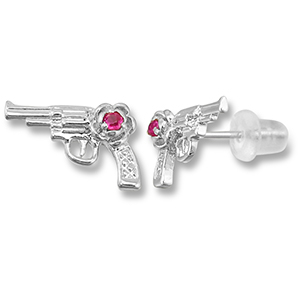 M&eacute;tal TQ laiton boucles d'oreilles / puces d&rsquo;oreilles revolver Argent&eacute;-rose fonc&eacute;