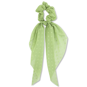 Elastique pour cheveux chouchou pois avec ruban Vert clair