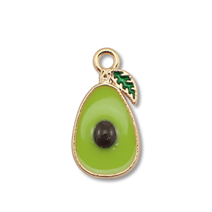 Breloques en m&eacute;tal &eacute;maill&eacute;e avocat Dor&eacute;-vert olive
