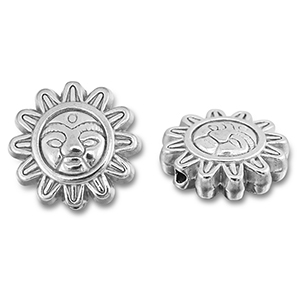 Perles en acier Inox fleur avec visage Argent&eacute;