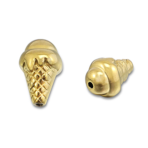 Perles en acier Inox sucette de glace Dor&eacute;