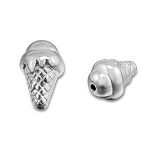 Perles en acier Inox sucette de glace Argent&eacute;