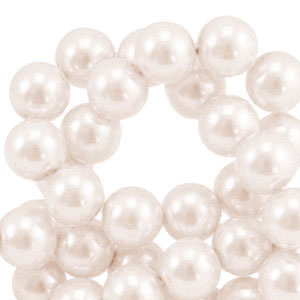 Perles en verre cir&eacute;es 8mm Rose cr&egrave;me