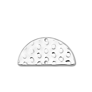 Breloques / connecteur en acier Inox semi-circulaire Argent&eacute;