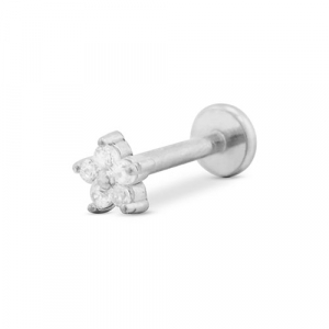 Piercing d&rsquo;oreilles en acier Inox fleur Argent&eacute;