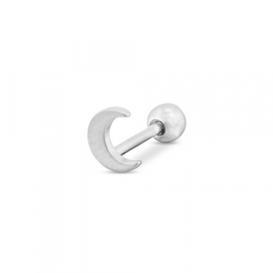 Piercing d&rsquo;oreilles en acier Inox lune Argent&eacute;
