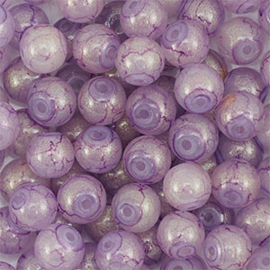 Perles en verre avec pailletes 4 mm Violet-dor&eacute;