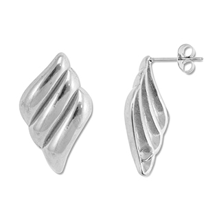 Appr&ecirc;ts en acier Inox boucles d'oreilles / puces d&rsquo;oreilles aile avec anneau Argent&eacute;