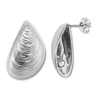 Appr&ecirc;ts en acier Inox boucles d'oreilles / puces d&rsquo;oreilles moule avec anneau Argent&eacute;