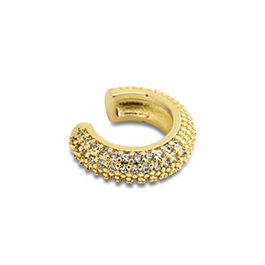 Boucles d'oreilles en acier inox ear cuff avec zirconium Dor&eacute;-cristal