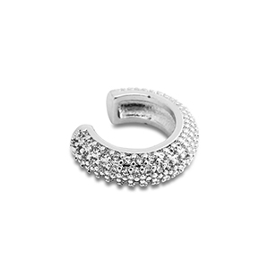 Boucles d'oreilles en acier inox ear cuff avec zirconium Argent&eacute;-cristal