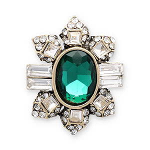 Broches ovale Dor&eacute;-vert-transparent