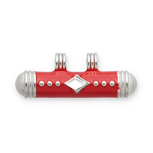 Message bead breloques en acier Inox Argent&eacute;-rouge-transparent
