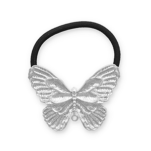 Accessoires pour cheveux &eacute;lastique &agrave; cheveux avec m&eacute;tal papillon Argent&eacute;-noir
