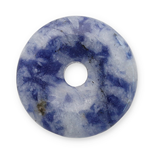 Pierres naturelles pendentifs Sodalite et Microcline donut 16mm Bleu-blanc