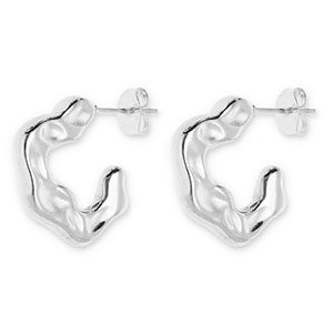 Boucles d'oreilles / puces en acier Inox irr&eacute;gulier Argent&eacute;