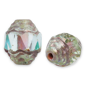 Perles tch&egrave;ques FPB ovale 7x6mm Light aqua-dark travertin