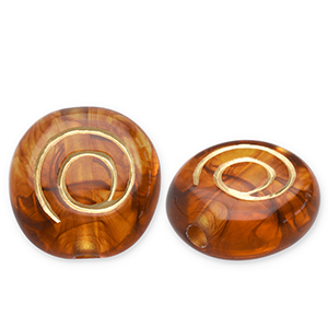 Perles acryliques disque Marron cognac-dor&eacute;