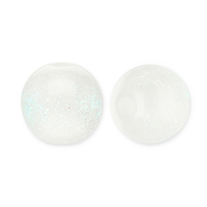 Perles acryliques avec pailletes 6 mm Blanc-turquoise