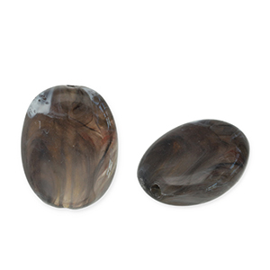 Perles acryliques ovale Gris fonc&eacute;-blanc
