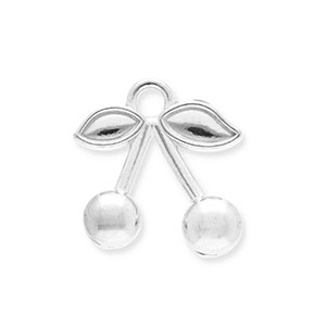 Breloques en acier Inox cerises Argent&eacute;