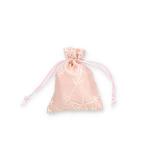 Sachet &agrave; bijoux en organza fleur Rose vintage-blanc cass&eacute;