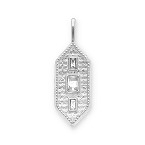 Breloques en acier Inox hexagone Argent&eacute;-transparent