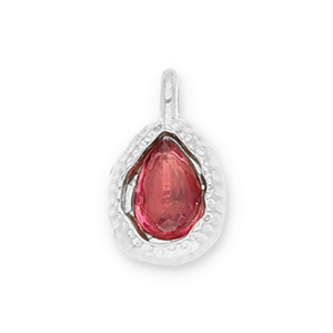 Breloques en acier Inox goutte avec une facette Argent&eacute;-rose fonc&eacute;