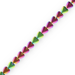 Perles h&eacute;matites c&oelig;ur Violet-vert-AB coating