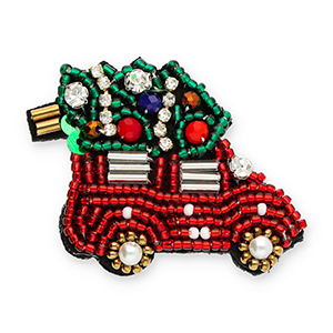 Broches voiture avec sapin de No&euml;l Rouge-vert