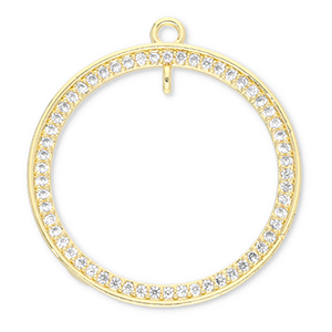 M&eacute;tal TQ laiton breloques rond avec anneau Dor&eacute;-transparent